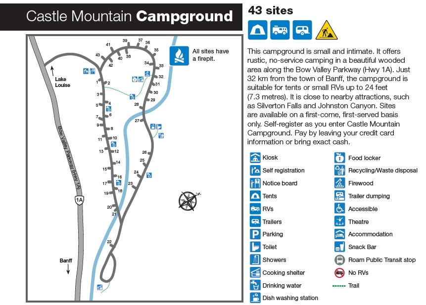 Banff Castle Mountain Campground Map