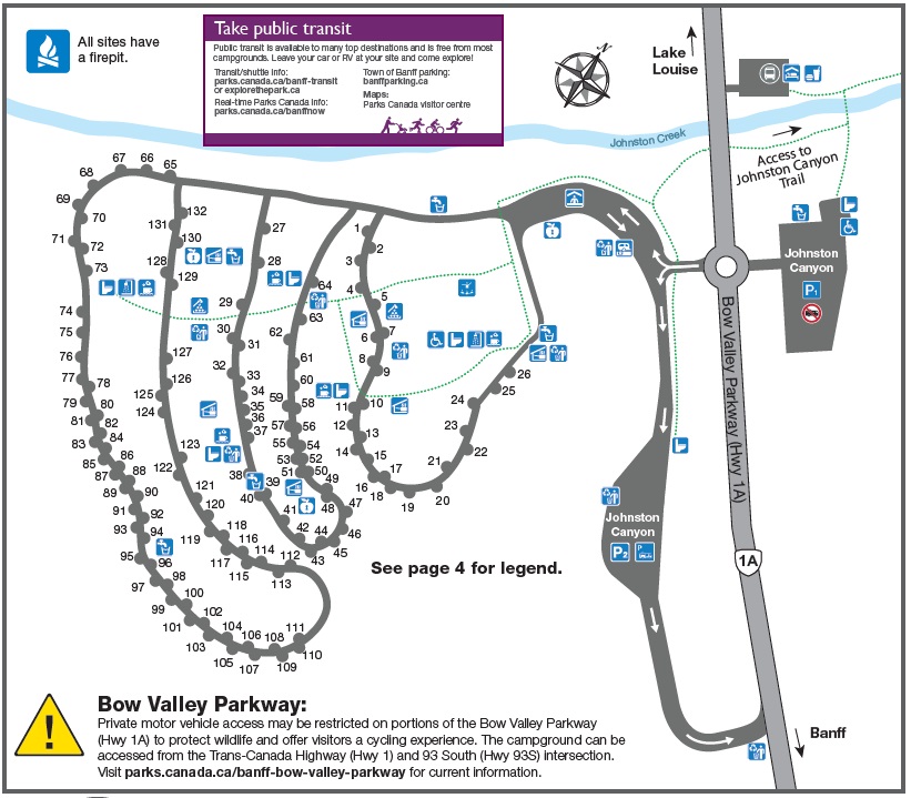 Banff Johnston Canyon Campground Map