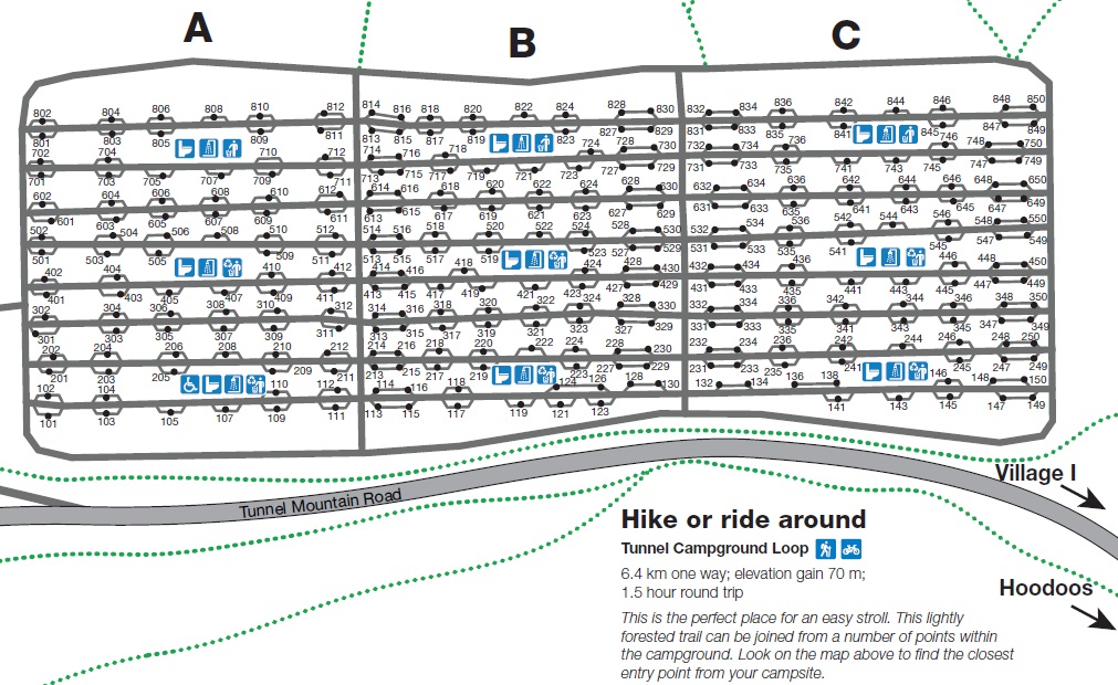 Tunnel Mountain Trailer Campground Map