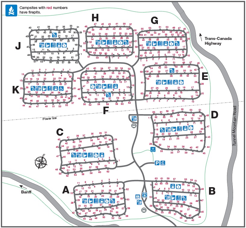 Banff Tunnel Mountain Village I Campground Map