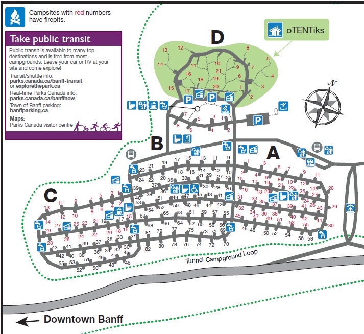 Banff Tunnel Mountain Village II Campground Map